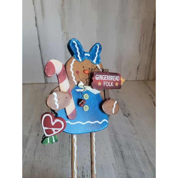 Gingerbread folk AS IS wooden heart tree xmas decor candy cane - Picture 5 of 8